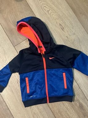 Nike Blue & Black Kids Hoodie with Neon Pink Trim